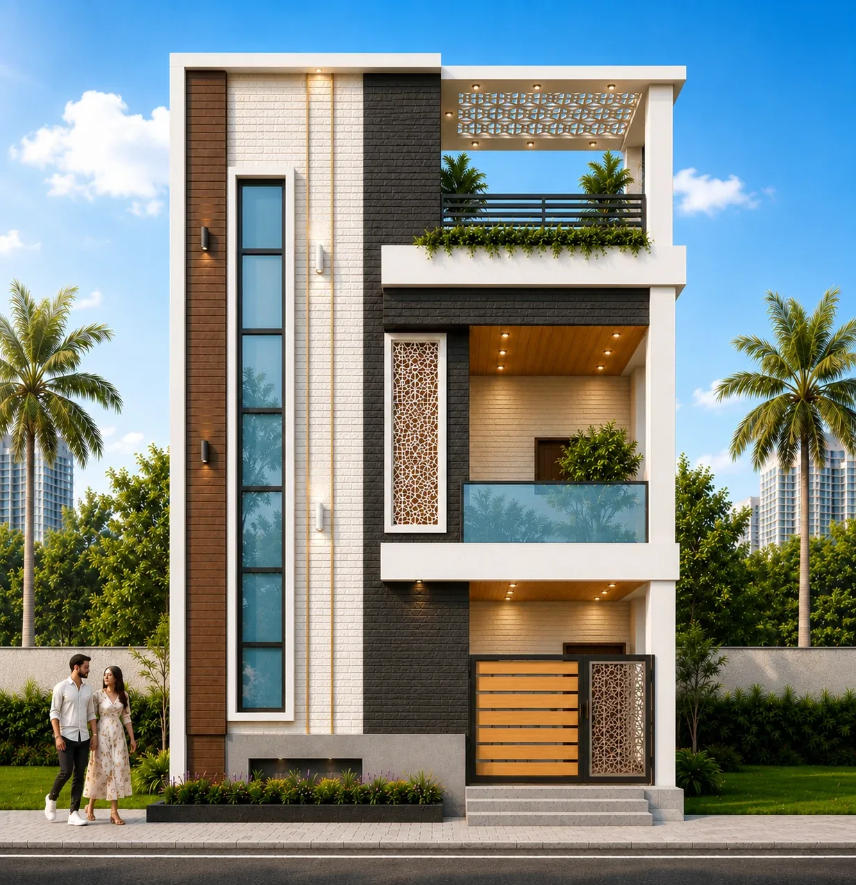 Dhanunjay Residence 3D Facade